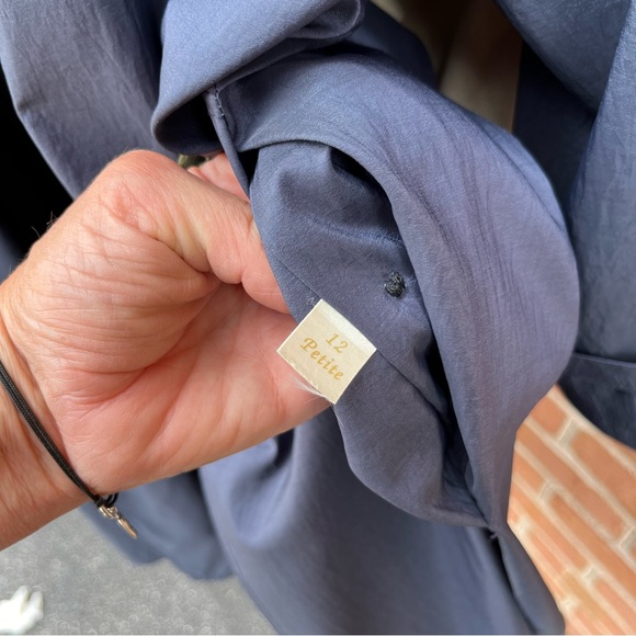 Navy silky trench coat. Jones New York. Size 12 petite - Picture 12 of 13